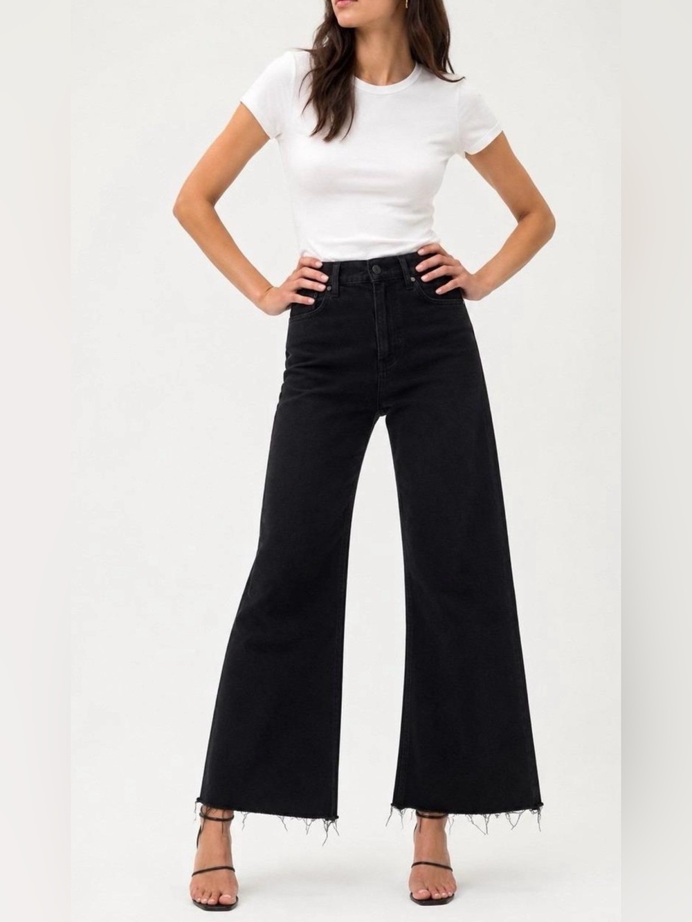 Zara High-Rise Wide Leg Jeans Black, size 6, like new!